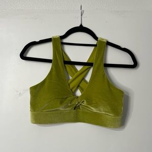 Fabletics velvet green sports bra | size small